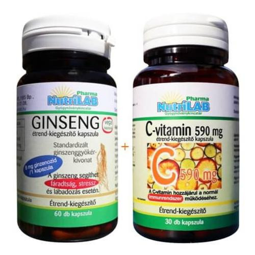 NutriLAB Ginseng + AJÁNDÉK C-vitamin - 60+30 db