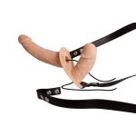 DOUBLE THRUSTER VIBE WITH HARNESS FLESH