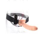 8" Vibrating Hollow Strap-On  Light/Black