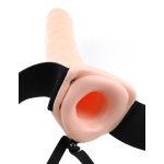 8" Vibrating Hollow Strap-On  Light/Black