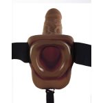 9" Hollow Strap-On with Balls  Brown/Black