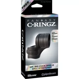 Mr. Big Cock Ring And Ball Stretcher  Black