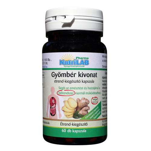 Image of CSOMAG: NutriLAB Gyömbér kivonat vega kapszula 60x + AJÁNDÉK C-vitamin
